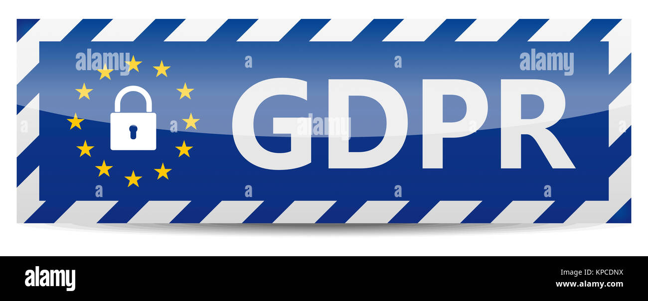 Il PILR - generale europeo della protezione dei dati il Regolamento. Banner con le stelle dell'UE e di ombra Foto Stock