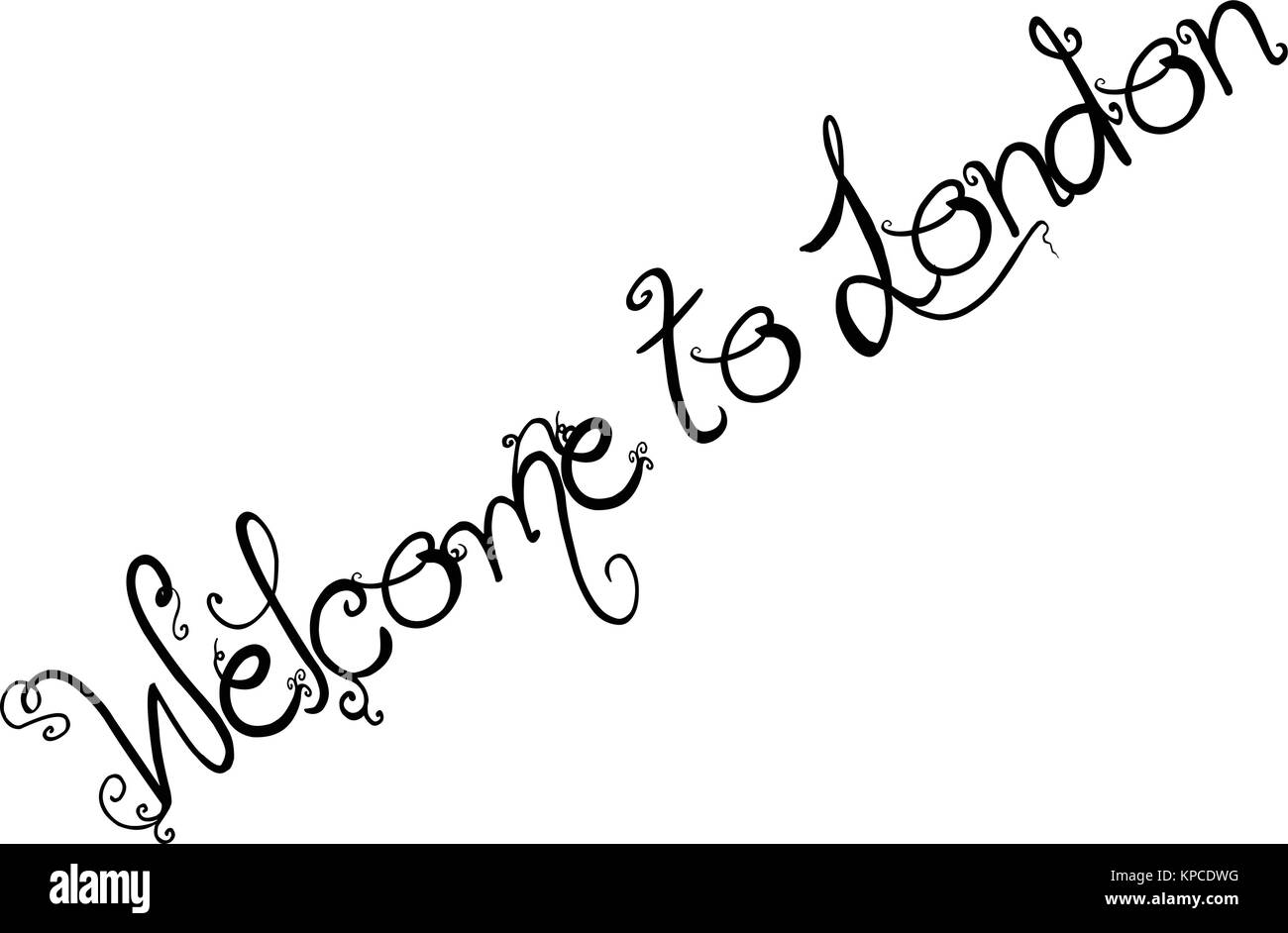 Benvenuto a Londra segno testo illuastration su sfondo bianco Illustrazione Vettoriale
