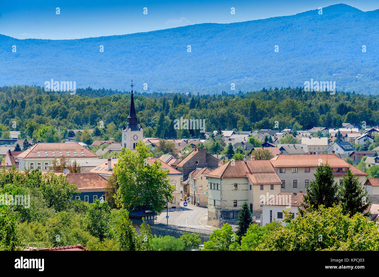 Townscape di Crnomelj, Bela Krajina (bianco Carniola) regione in Slovenia, l'Europa. Foto Stock