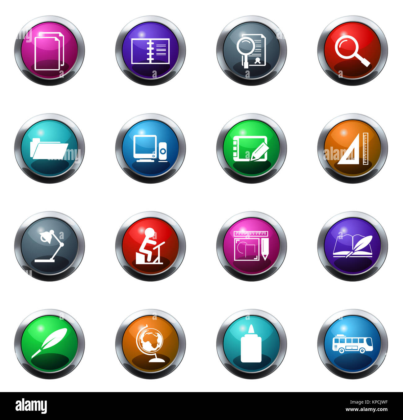 Scuola di set di icone Foto Stock