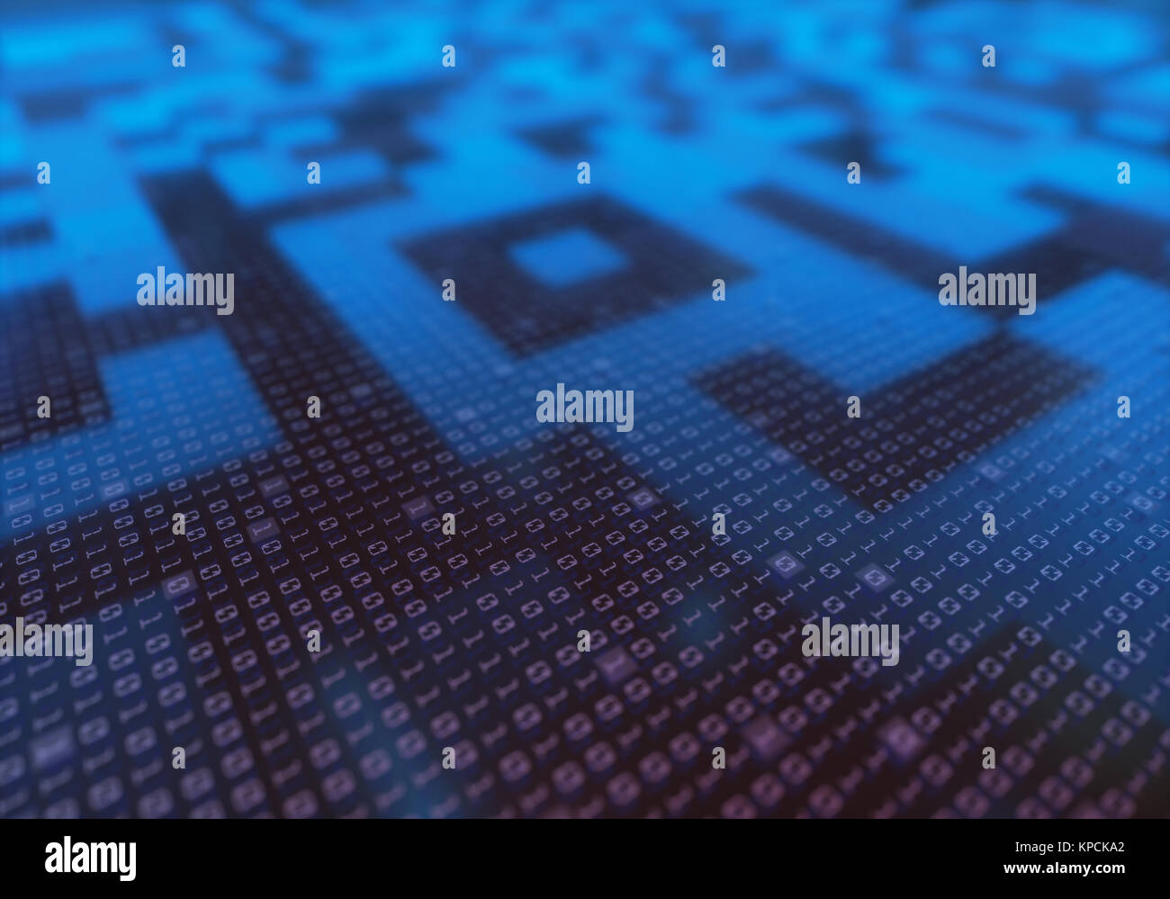 3d illustrazione di un concetto di immagine di dati digitali. Il codice binario e la rapida risposta di codice. Foto Stock