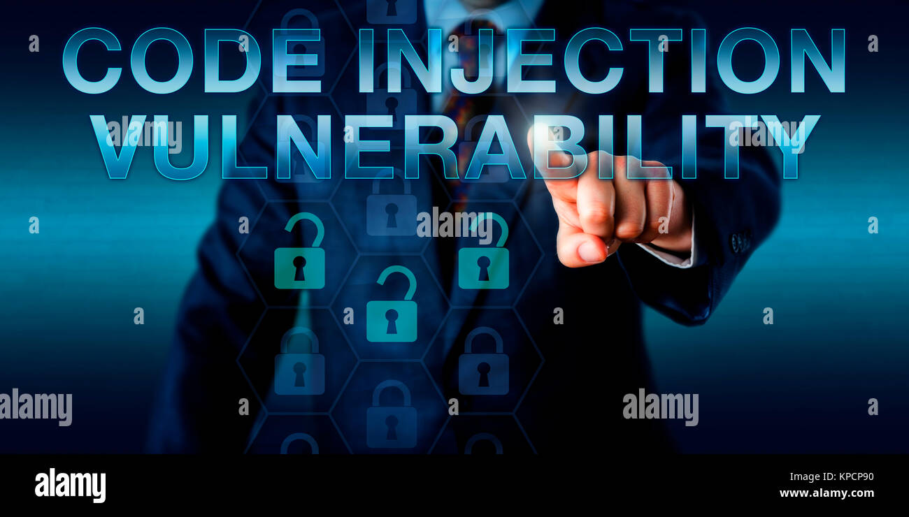 Sviluppatore codice spinta vulnerabilità di iniezione Foto Stock