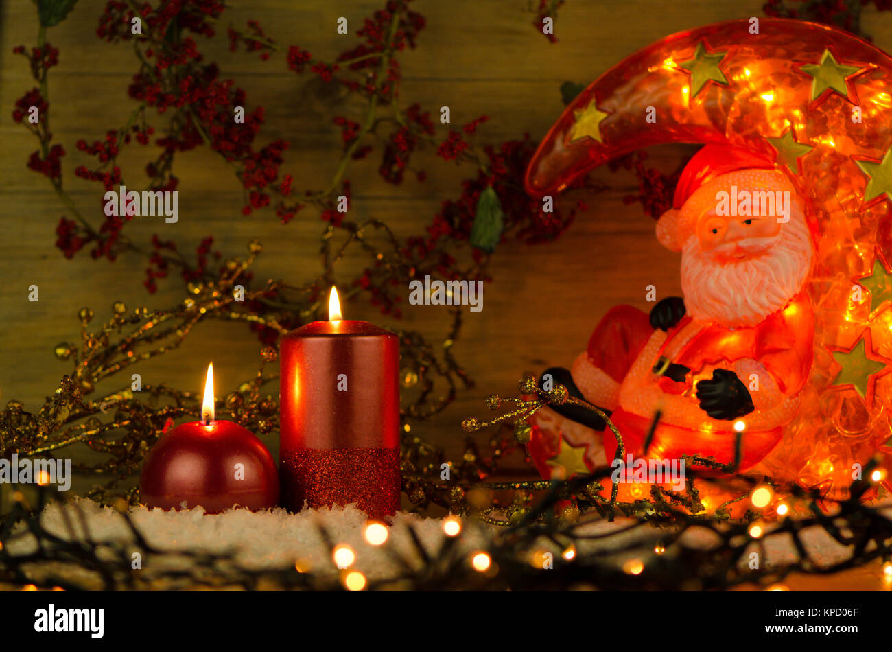 Due candele decorazione di Natale Foto Stock