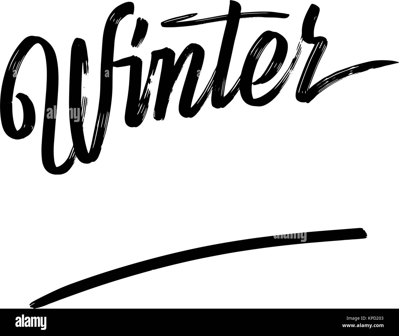 Inverno frase scritta, scritte a mano. Vettore di calligrafia sketch con spazzola di spessore penna. Illustrazione Vettoriale