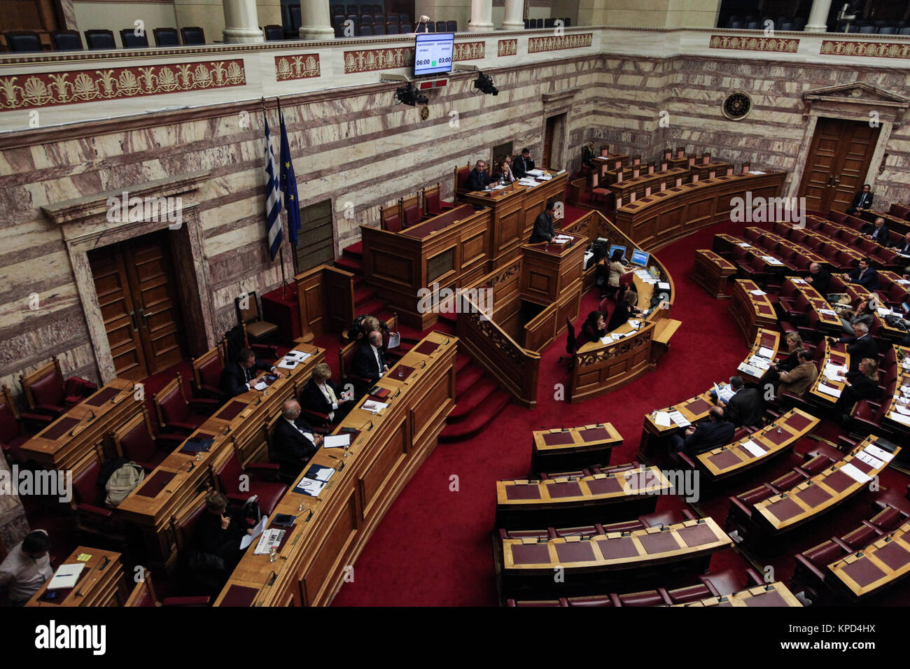 Nella sala plenaria del Parlamento greco ad Atene, in Grecia. Foto Stock