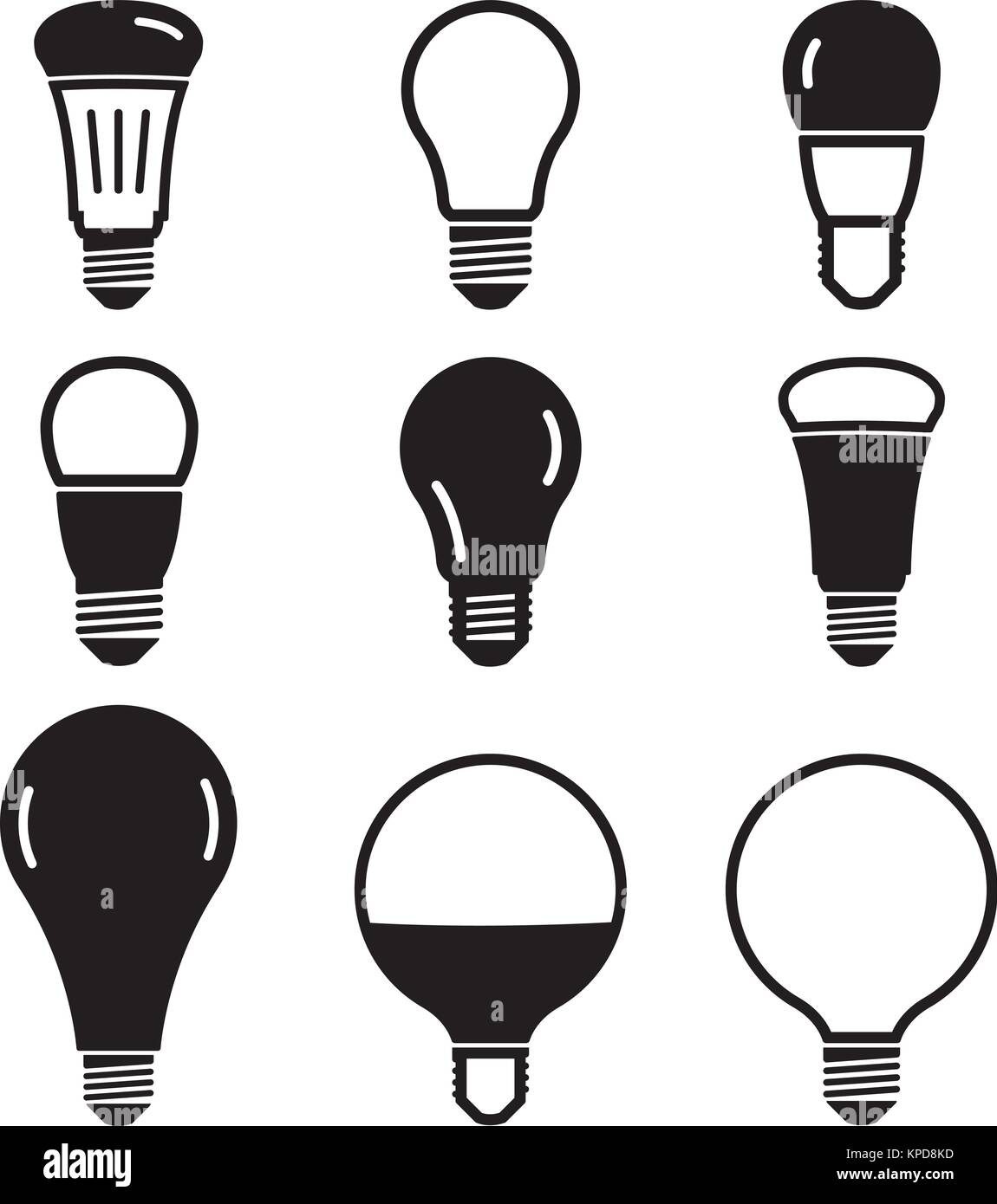 Lampadina della luce di vettore icona impostare Illustrazione Vettoriale