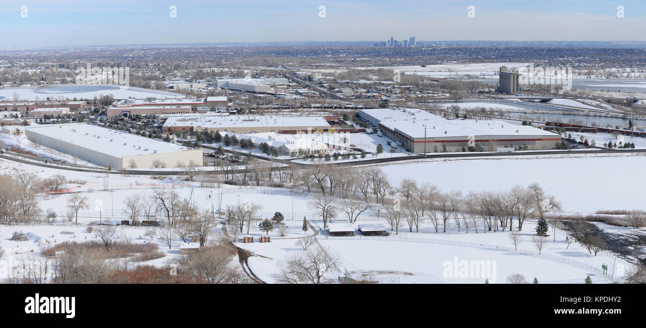 Inverno a ovest di Denver - Panorama inverno panoramica di miglio-città alta di Denver (ovest), Colorado, Stati Uniti d'America. Foto Stock