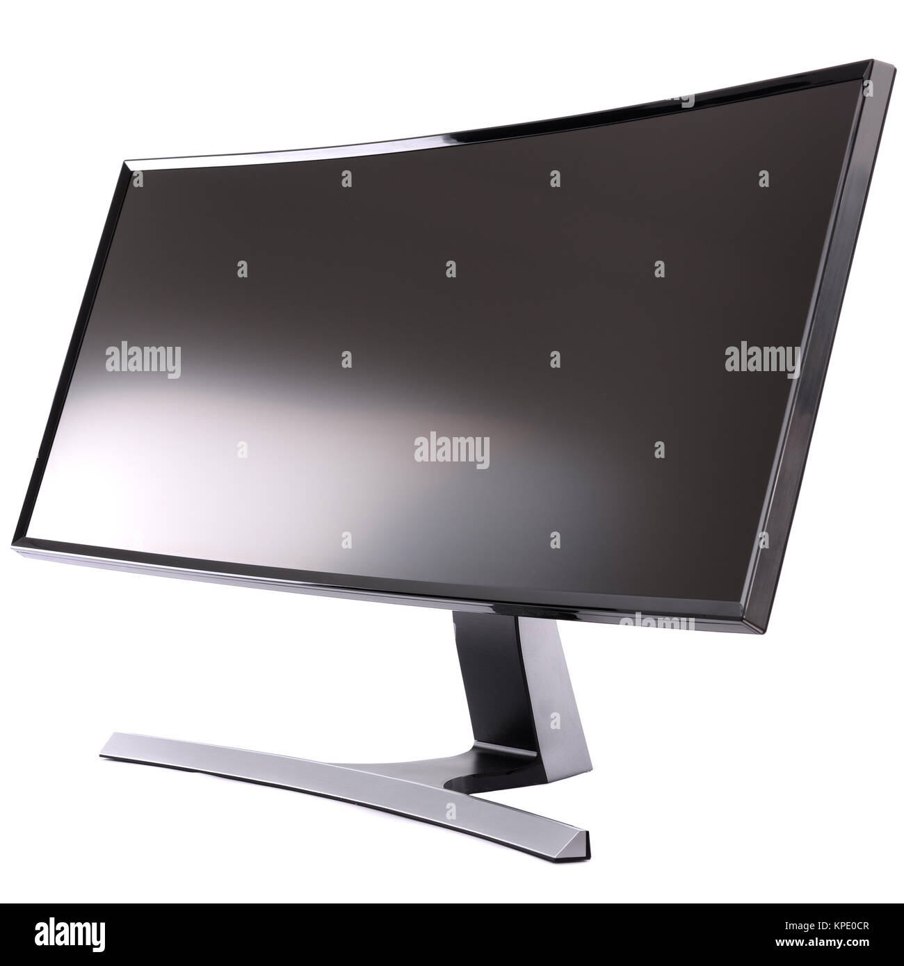 Elegante e moderno curvo computer LCD display, vista diagonale. Foto Stock