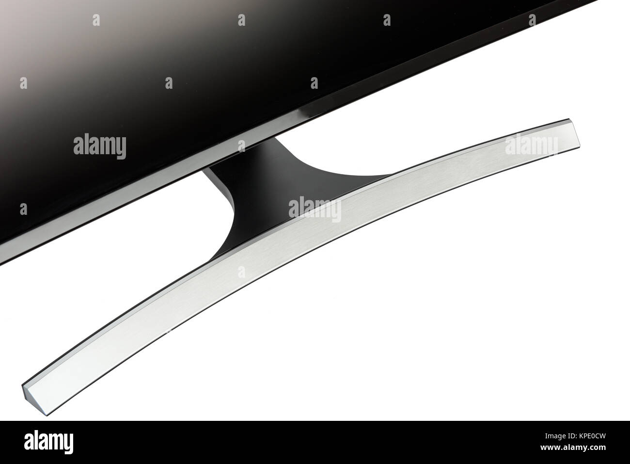 Vicino sul design curvo piede di un moderno computer display Foto Stock