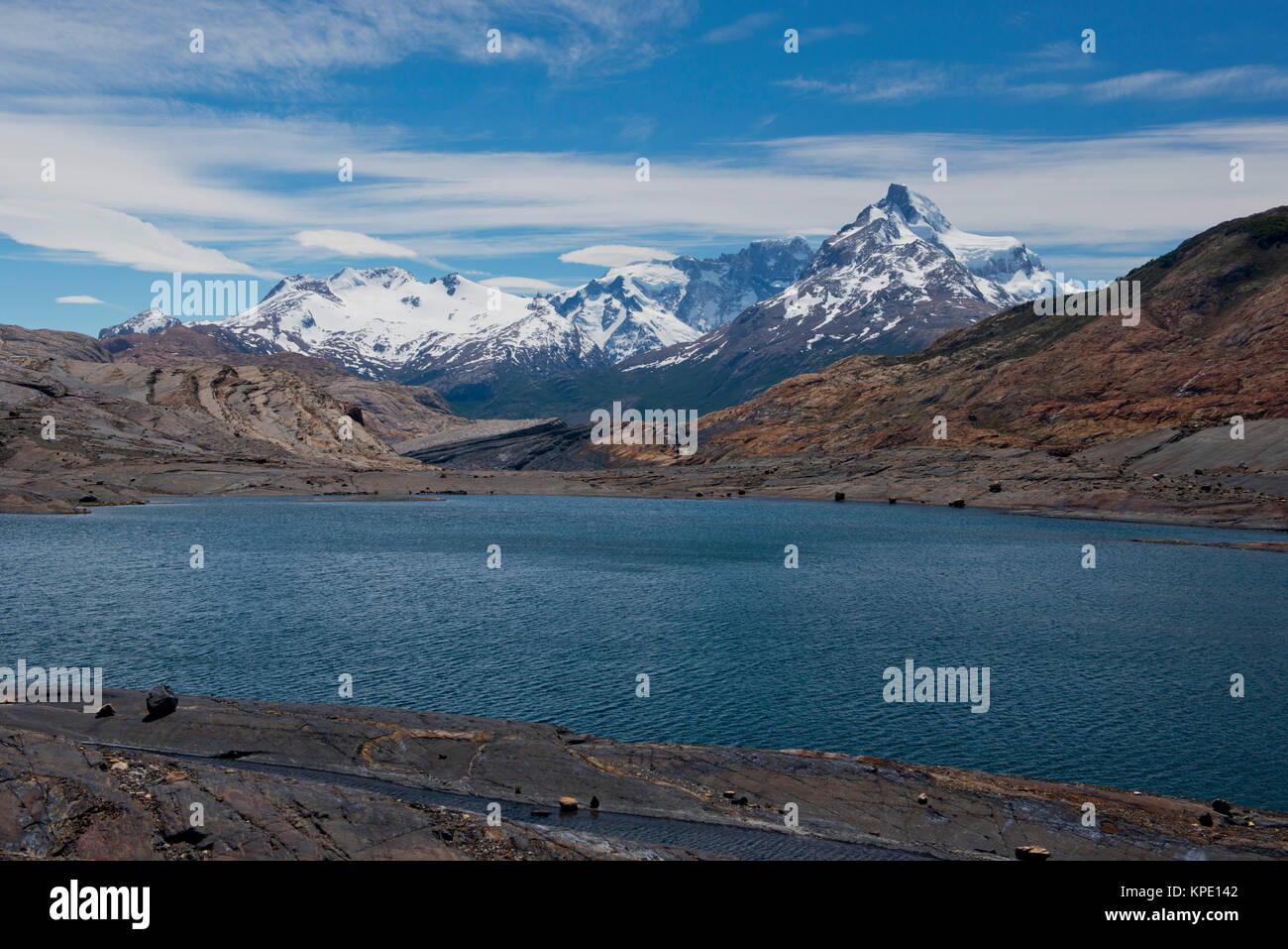 Laghi e Ande da Estancia Cristina Foto Stock