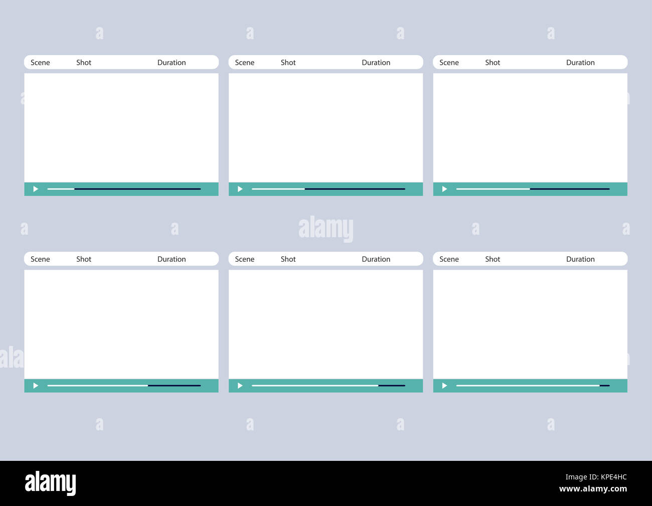 Video player 6 telaio modello di storyboard Foto Stock