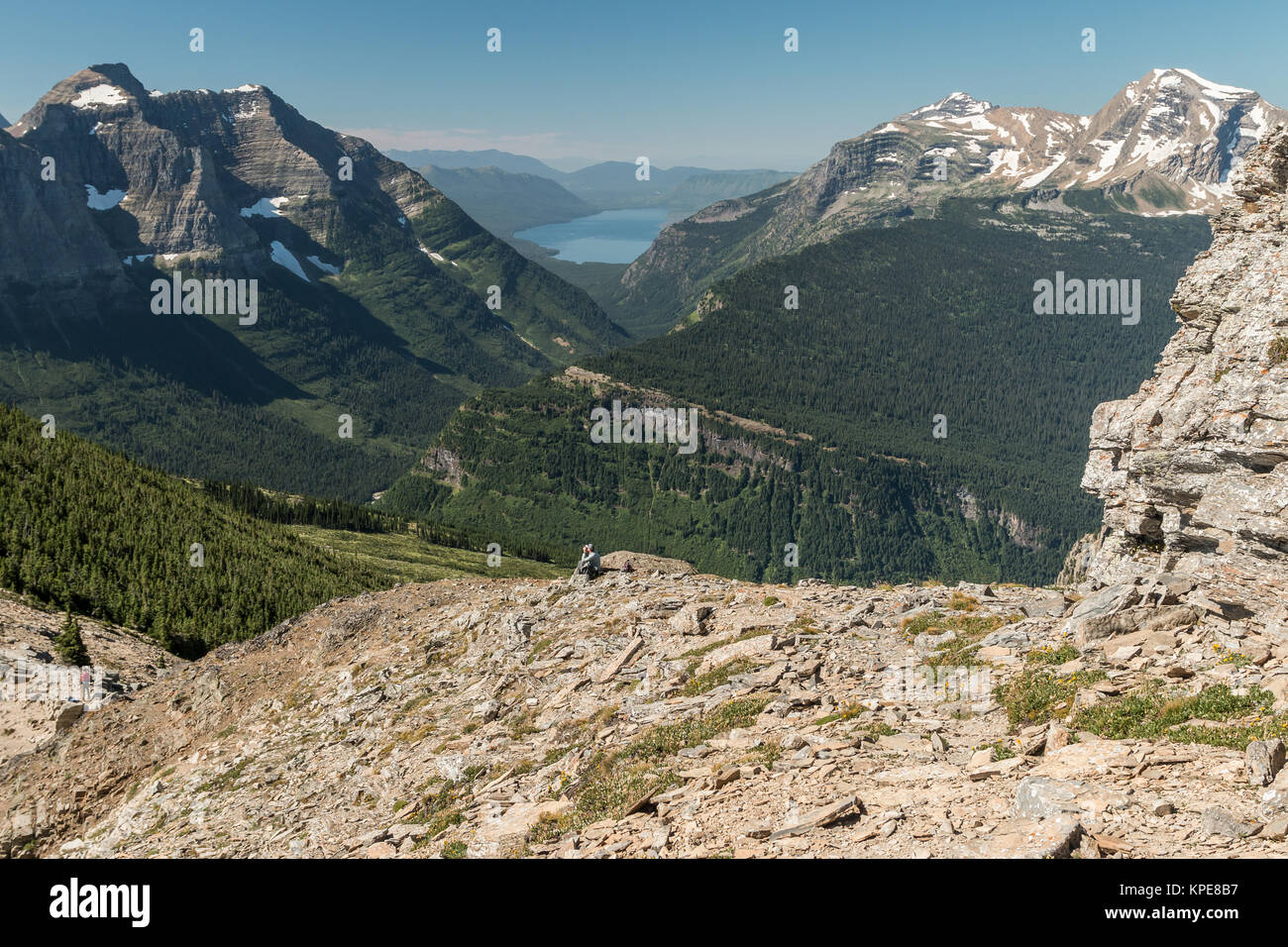 Il lago di MacDonald dall'Highline Trail nel Glacier Nationa Park, Montana Foto Stock Il lago di MacDonald dall'Highline Trail nel Glacier Nationa Park, Montana Foto Stock