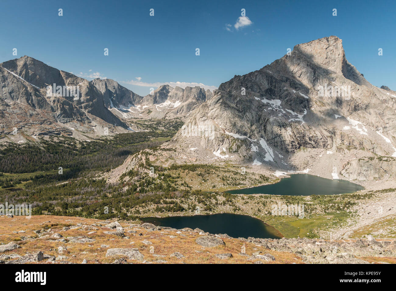 Il Cirque di torri dalla testa di lucertola Trail in Wind River montagne, Wyoming Foto Stock Il Cirque di torri dalla testa di lucertola Trail in Wind River montagne, Wyoming Foto Stock