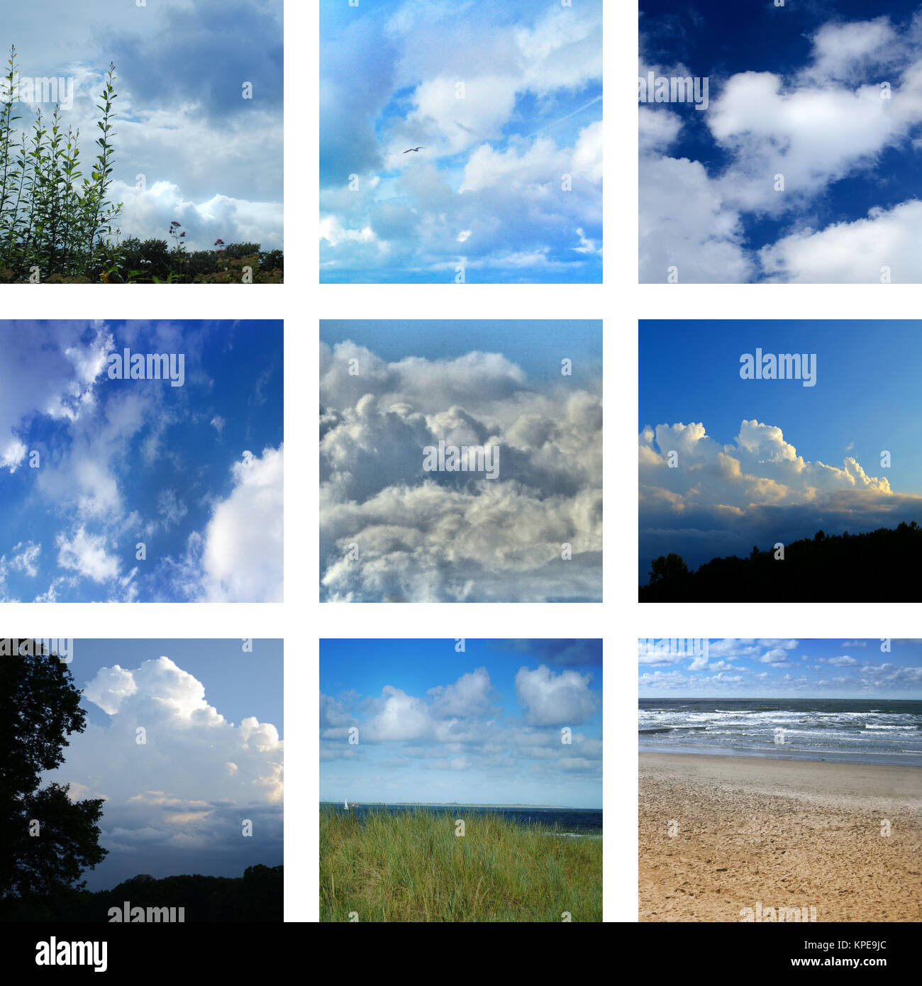 Nove immagini di nuvole al lago Foto Stock