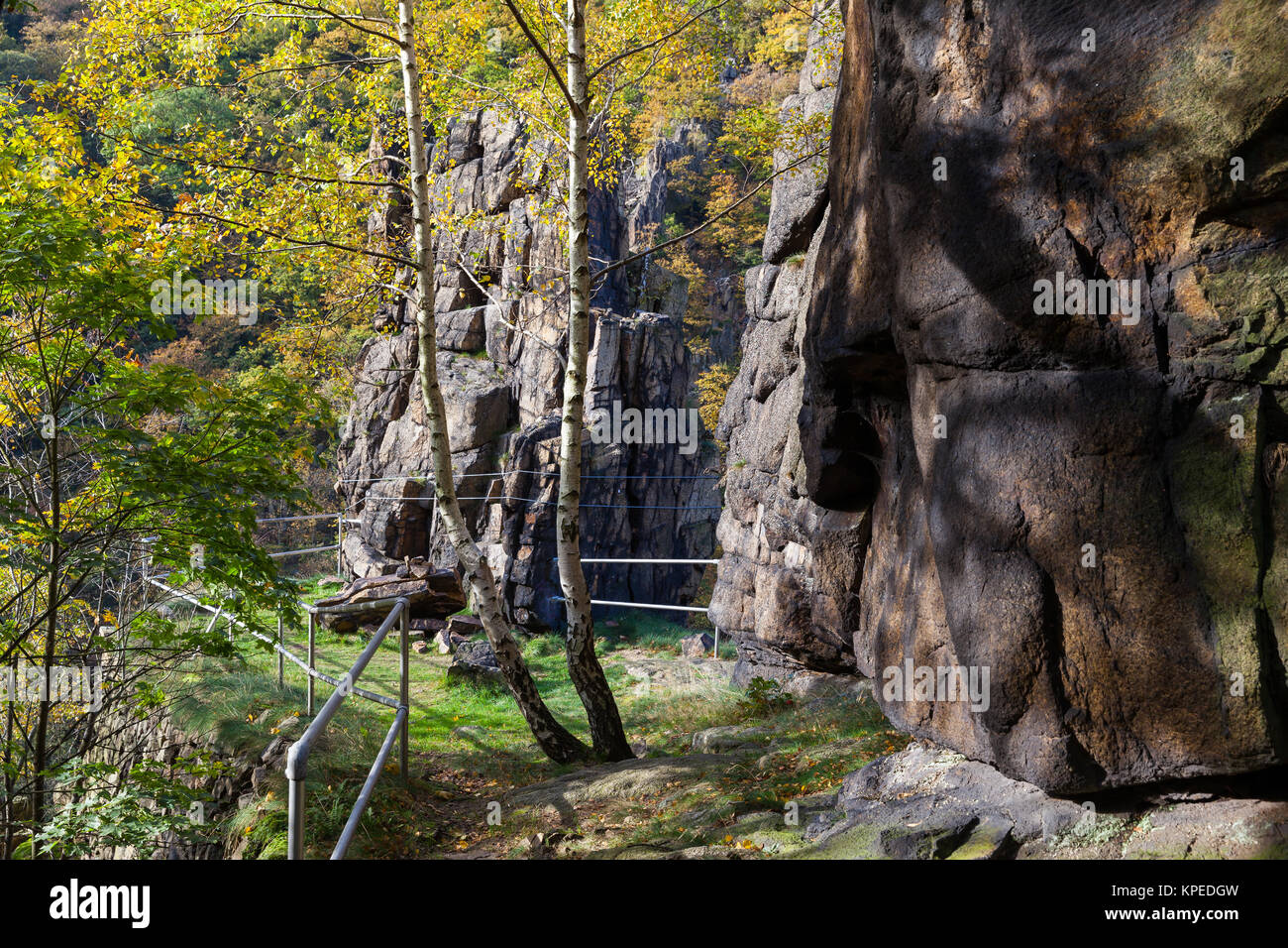 Bodetal Tor im Harz Herbst Foto Stock