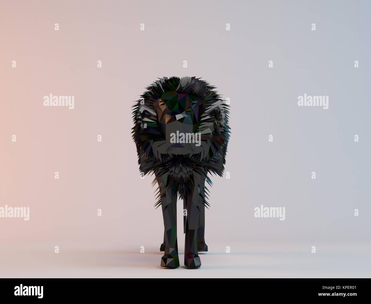 3D nero a bassa poli (Lion) Foto Stock