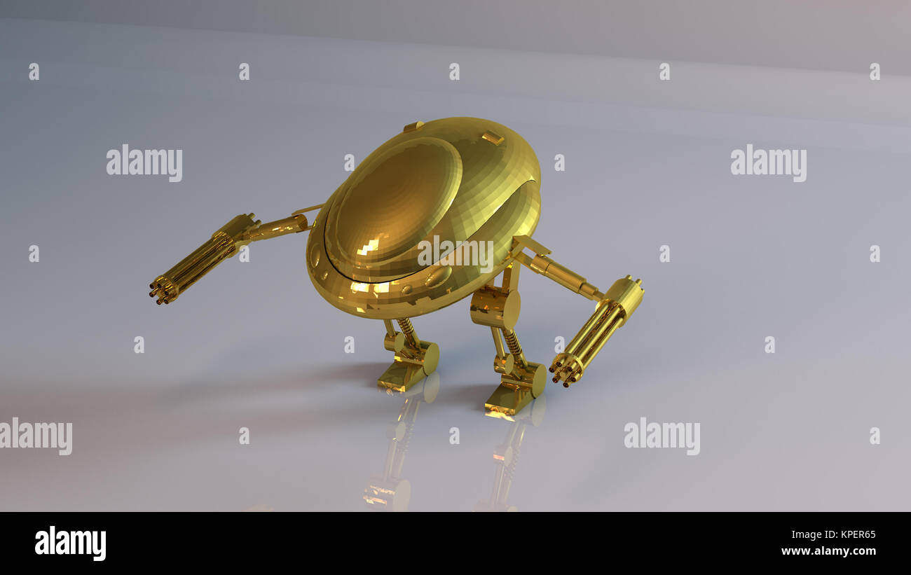 Golden oggetto 3D (Robot) Foto Stock