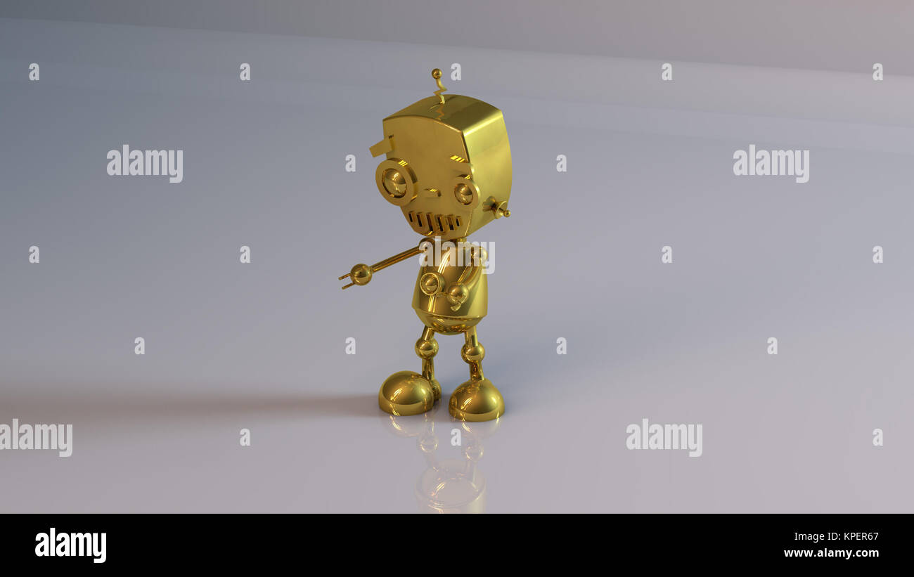 Golden oggetto 3D (Robot) Foto Stock