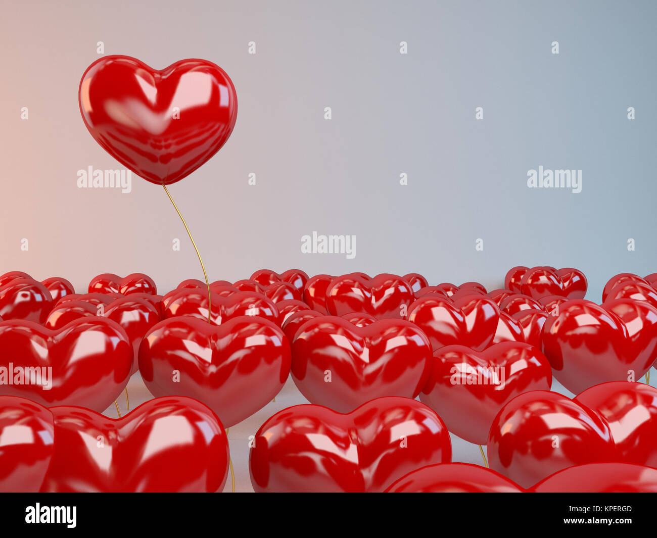 Gruppo di cuori rossi palloncini Foto Stock