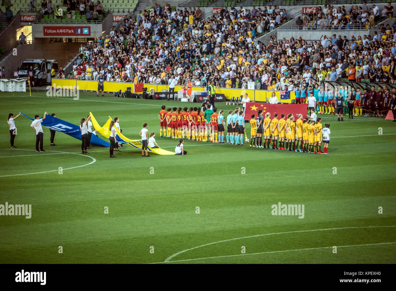 L'apertura dell'amichevole internazionale partita di calcio Australia vs Cina,22 novembre 2018. Foto Stock