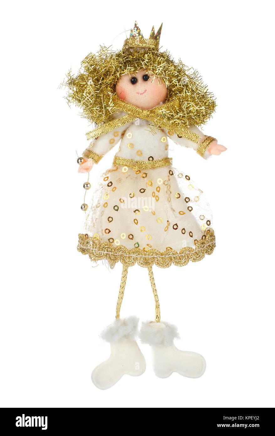 Christmas Angel figurina su sfondo bianco Foto Stock