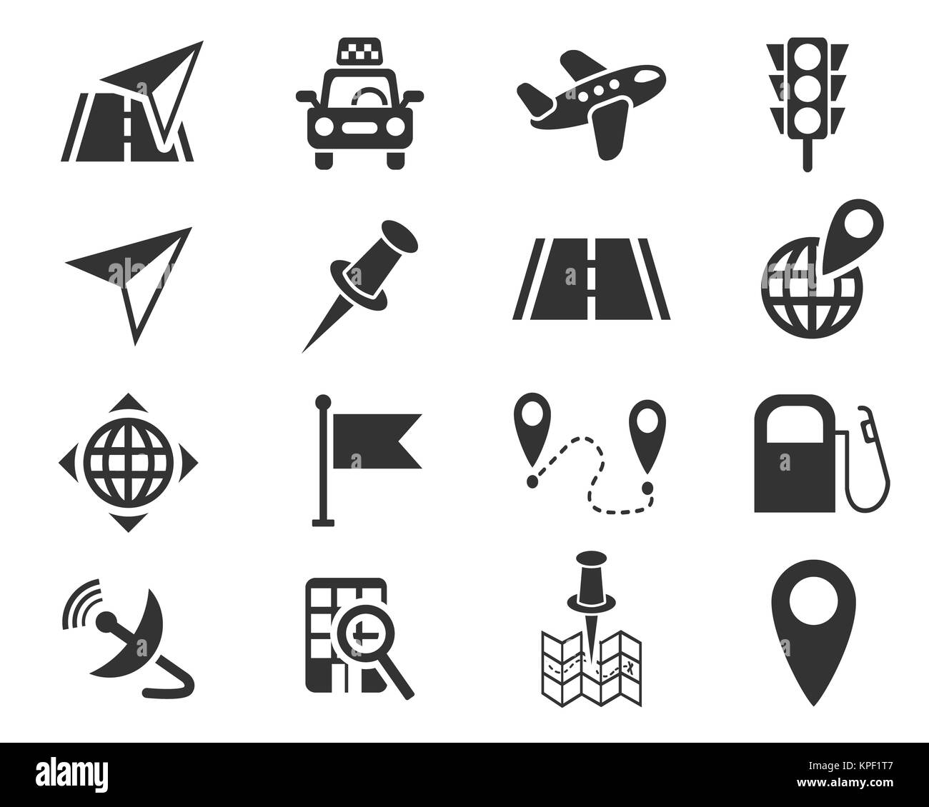 Navigazione mappa ransport icona impostare Foto Stock