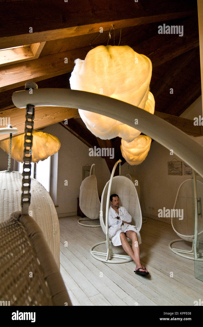 Sala relax, Pré-Saint-Didier Spa, Valle d'Aosta, Italia Foto Stock