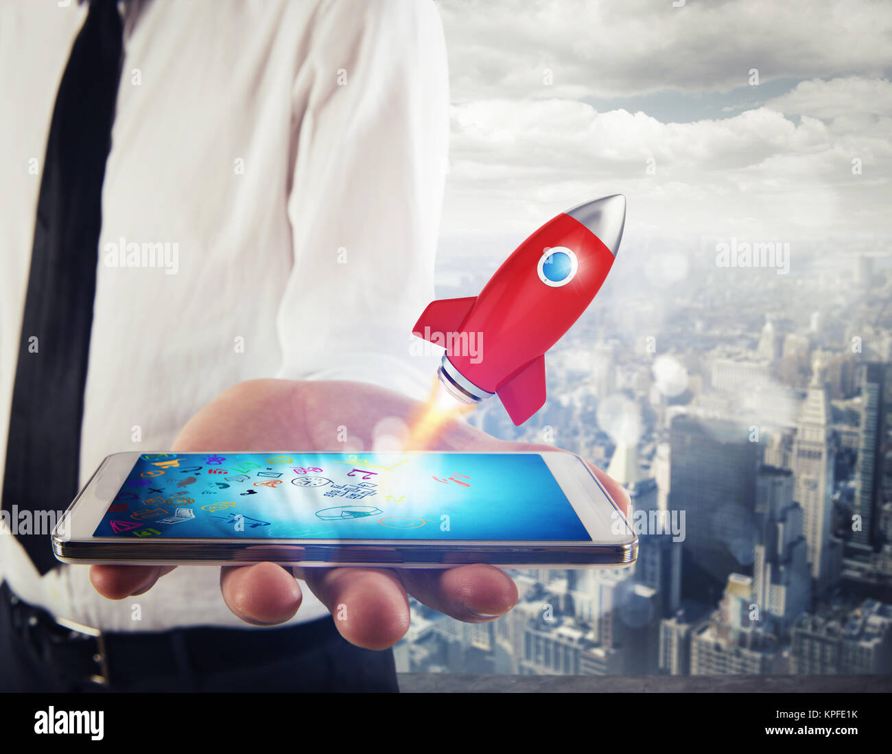 Lavoro di avvio enterprise. Il rendering 3D Foto Stock