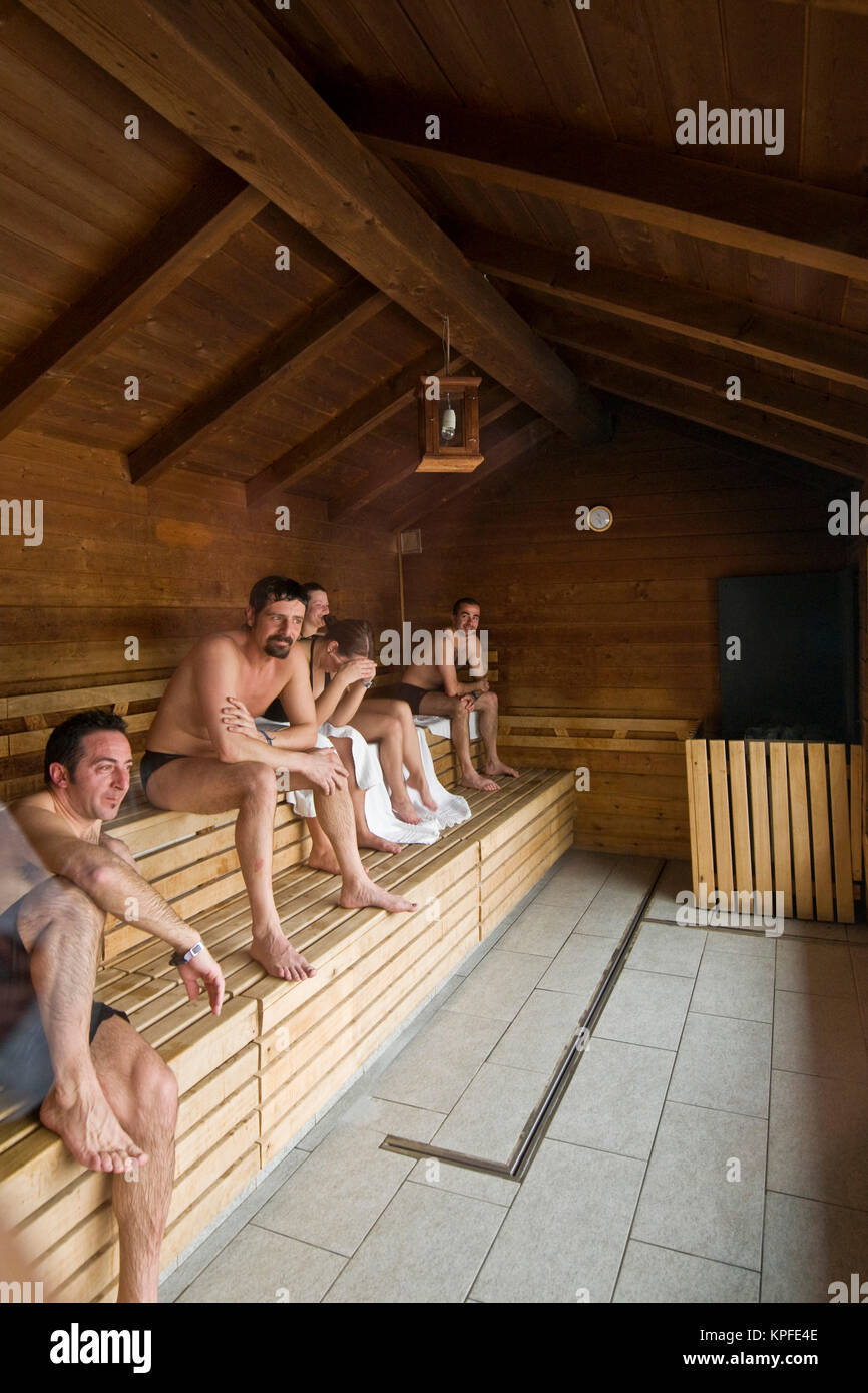 Sauna di fieno, terme di Prè-Saint-Didier, Valle d'Aosta, Italia Foto Stock