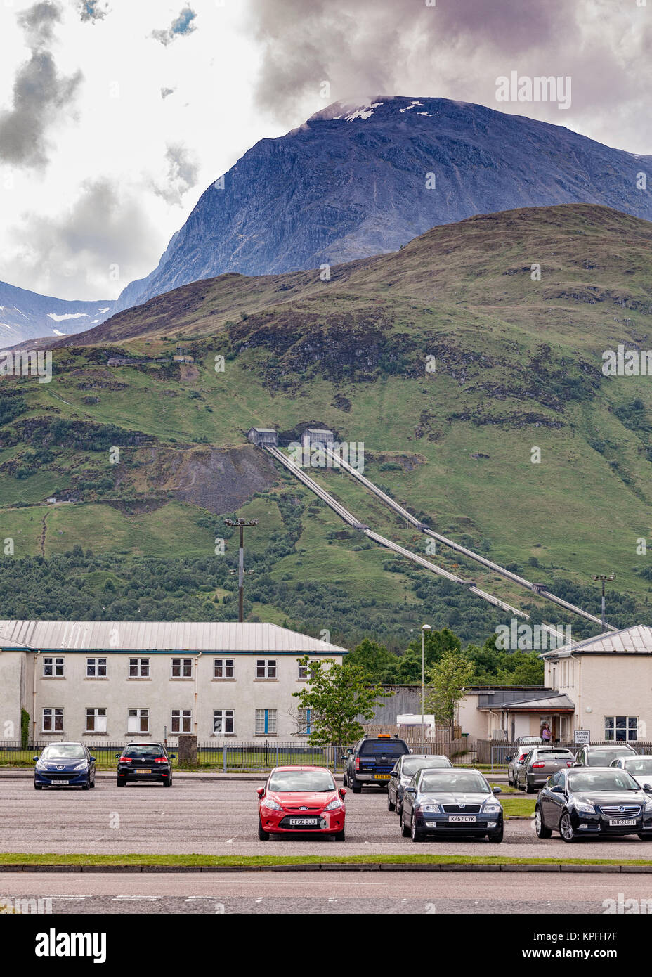 Vista della montagna di Ben Nevis, dalla periferia di Fort William Scozia, Regno Unito modello di rilascio: No. Proprietà di rilascio: No. Foto Stock