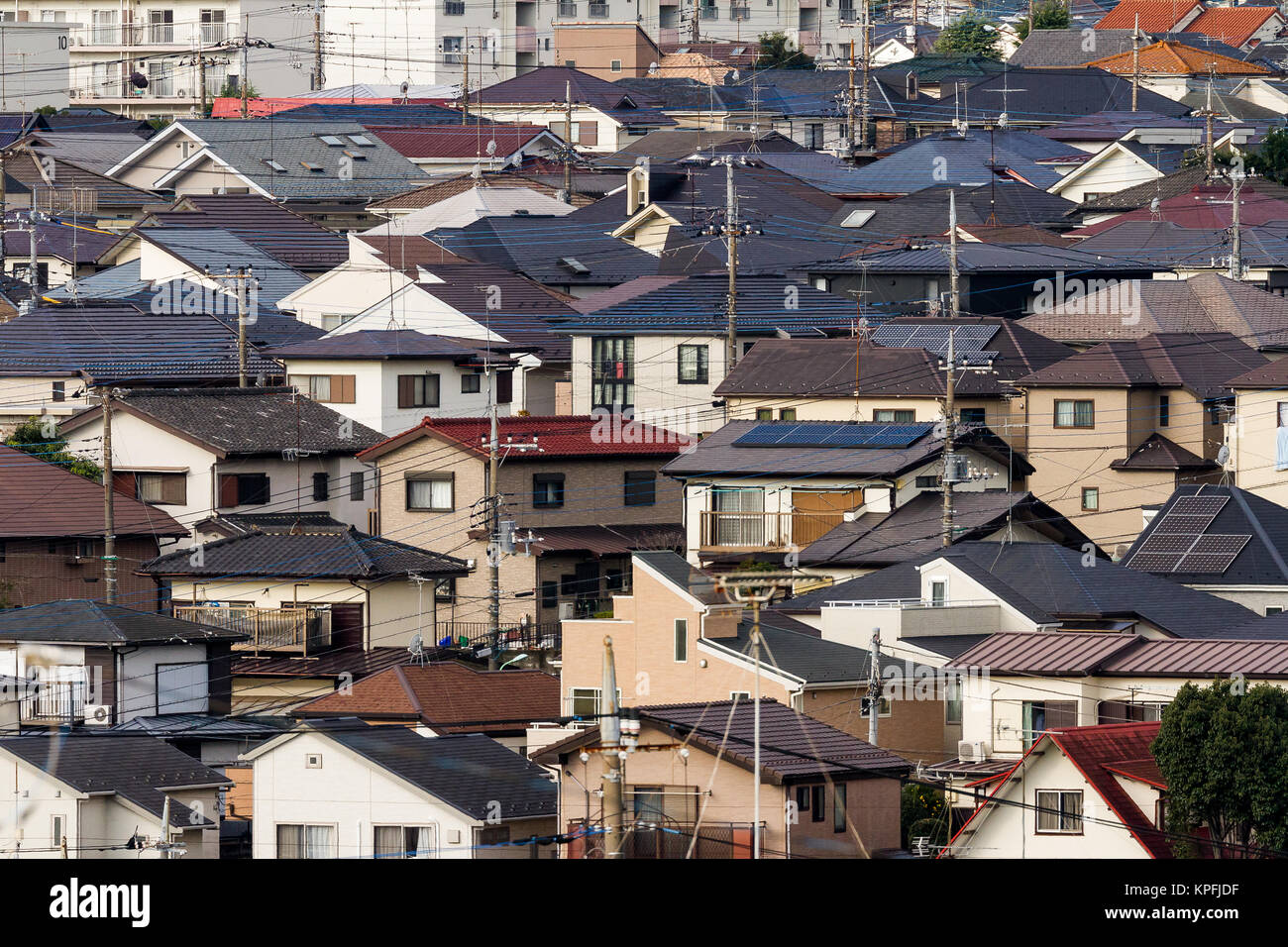 Alloggi suburbani a Tsukushino, Machida, Tokyo, Giappone. Foto Stock