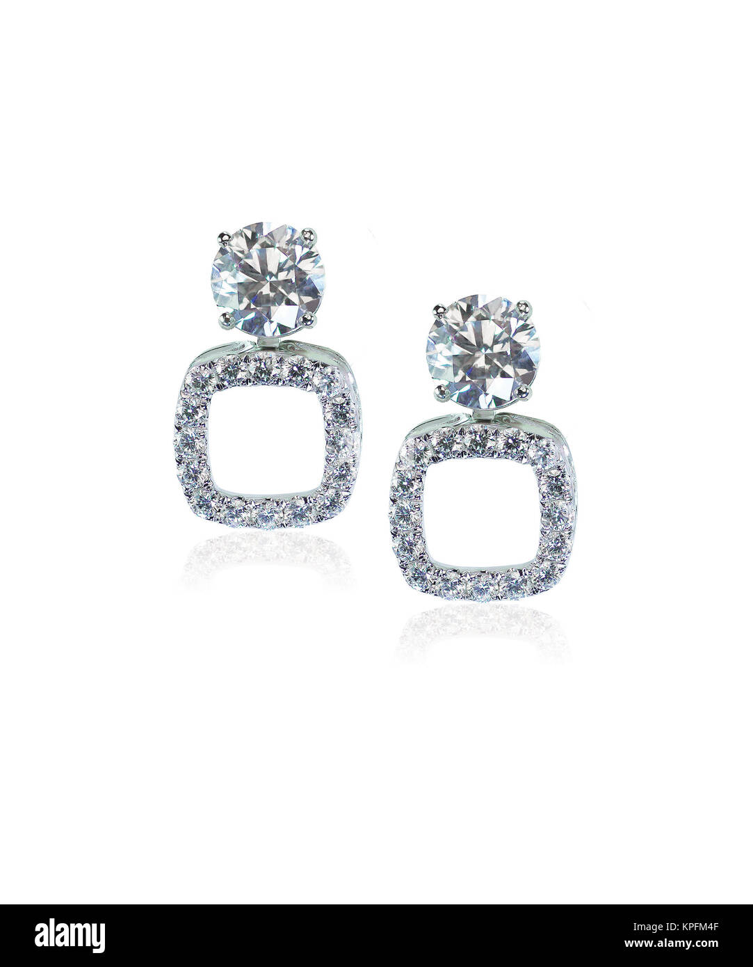 Diamond Drop orecchini quadrati Foto Stock