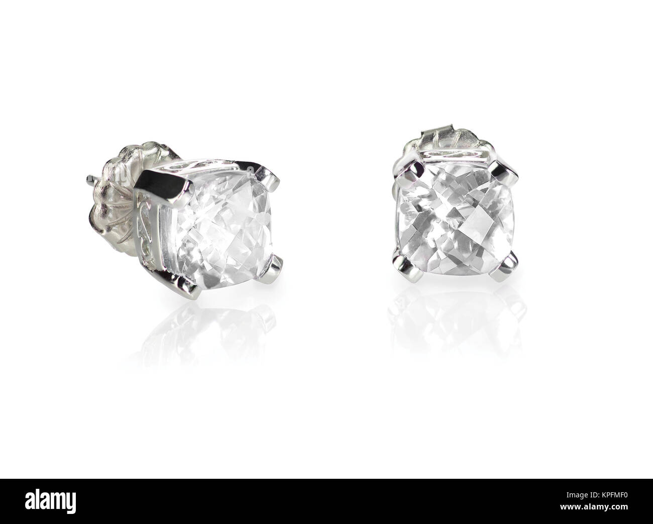 Coppia di prigioniero di diamante taglio cuscino bianco qt orecchini Foto Stock