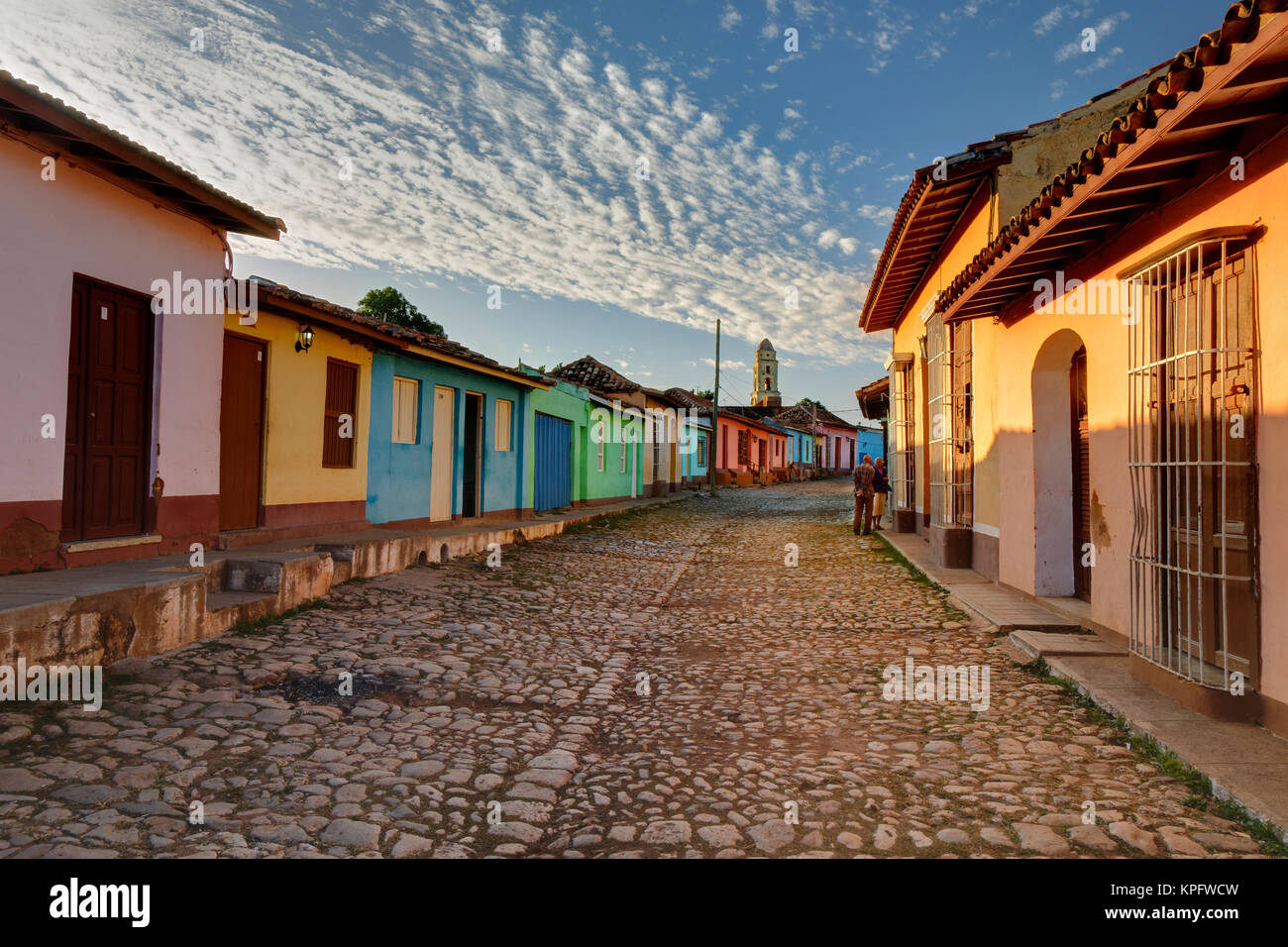 La mattina presto vista delle strade in Trinidad, Cuba, Patrimonio Mondiale dell UNESCO Foto Stock