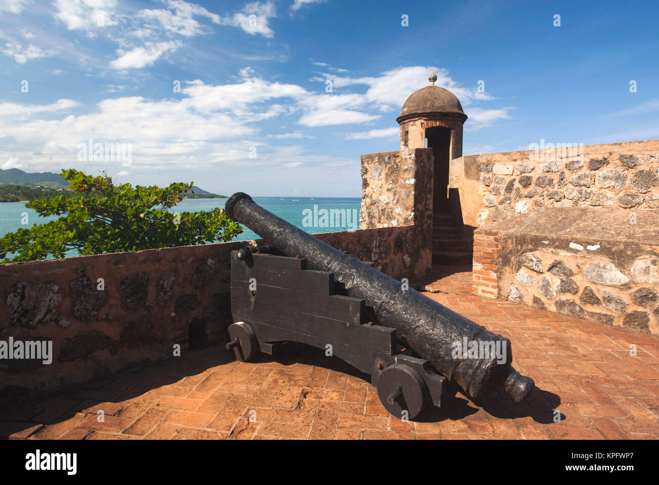 Repubblica dominicana, Costa Nord, Puerto Plata, Fuerte de San Felipe fort, cannone Foto Stock