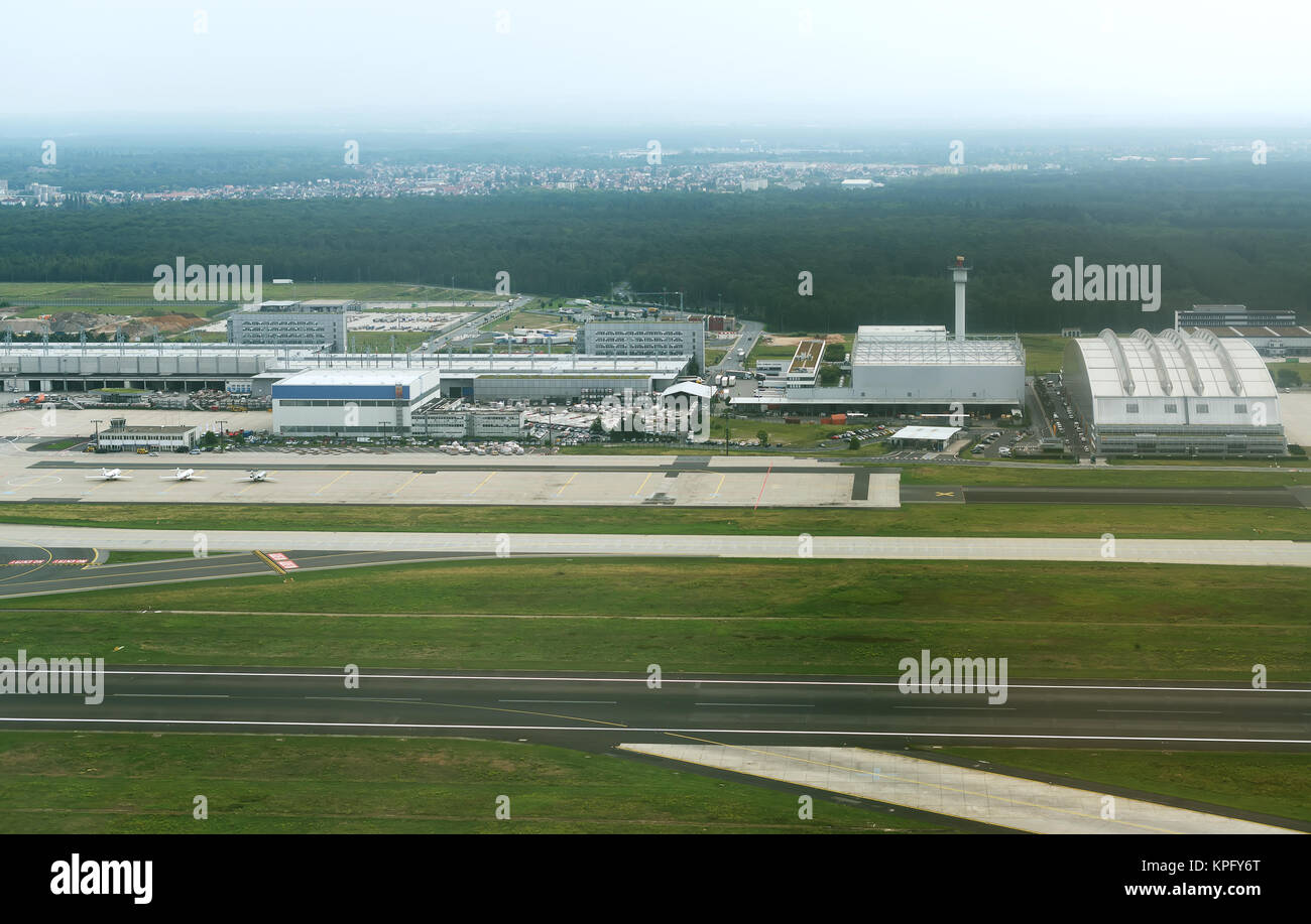 Vista aerea dell'aeroporto di Monaco in Germania. Foto Stock