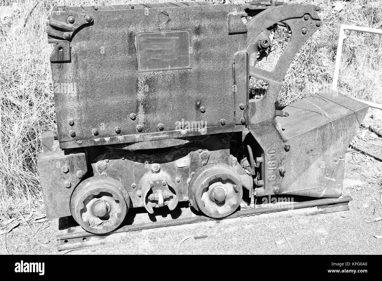 In Australia le vecchie e arrugginite carrello minerario e ferrovia rotto Foto Stock
