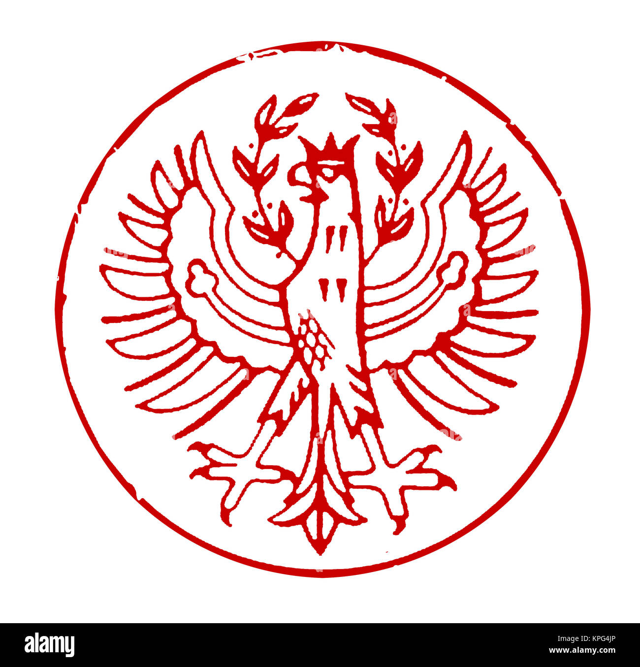 Poststempel mit dem Wappen von Südtirol (Italien) Foto Stock