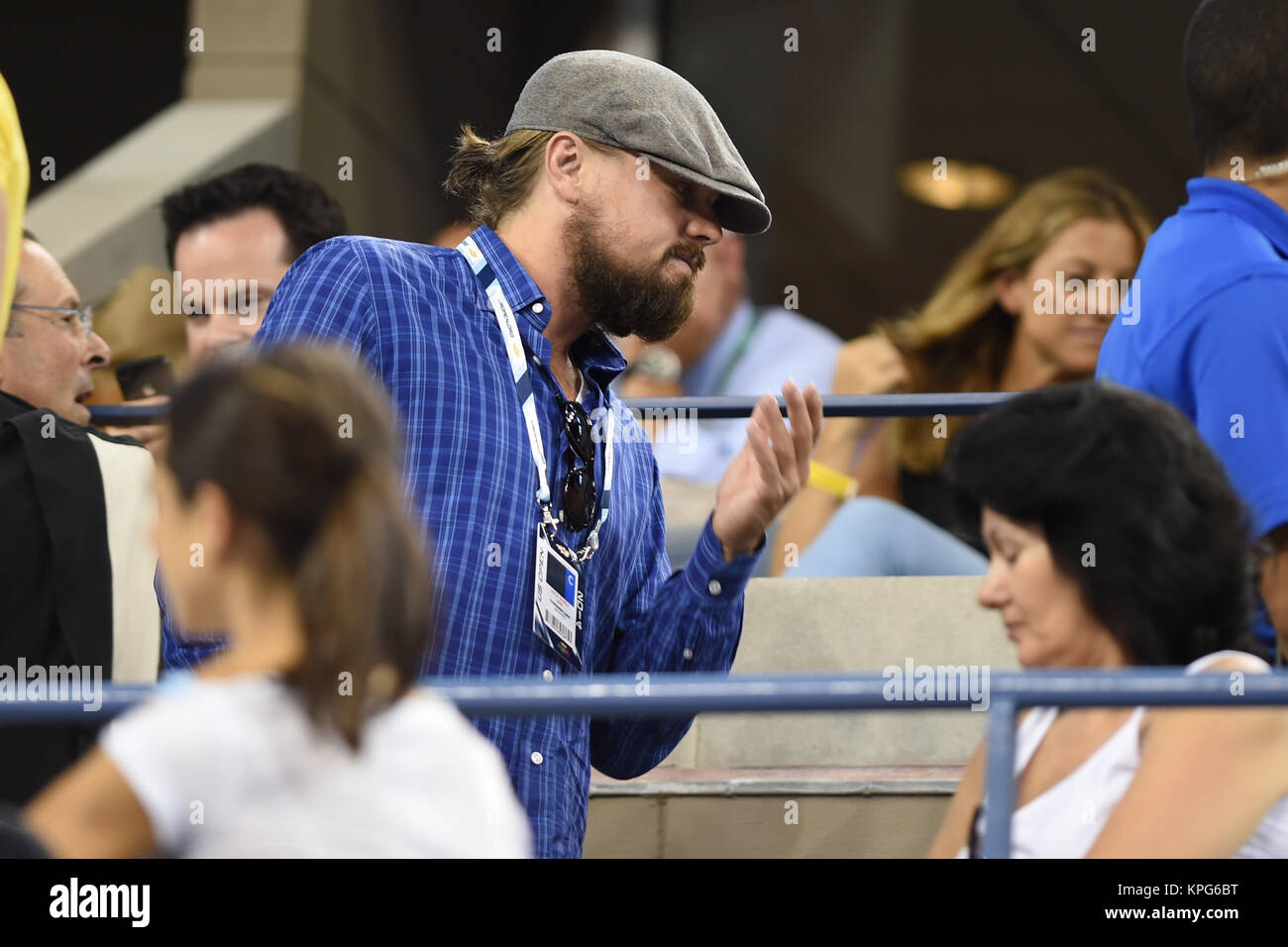 FLUSHING NY- Settembre 03: Leonardo DiCaprio, Irmelin Indenbirken, giorno dieci del 2014 US Open al USTA Billie Jean King National Tennis Center il 3 settembre 2014 nel quartiere di lavaggio del Queens Borough of New York CityMiami Beach, Florida, il 28 aprile 2006 persone: Leonardo DiCaprio, Irmelin Indenbirken Foto Stock
