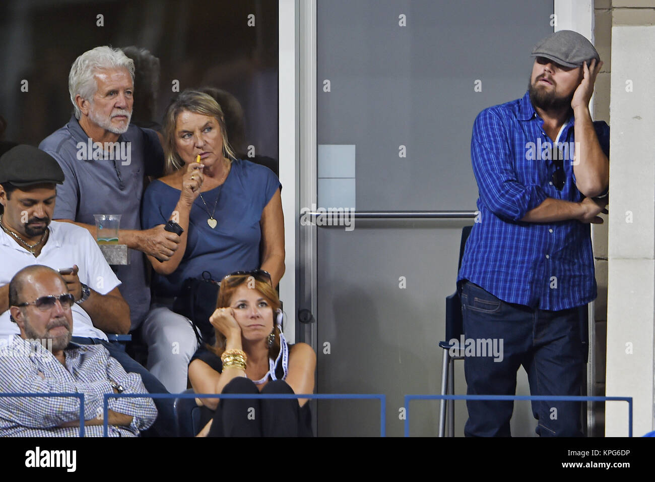 FLUSHING NY- Settembre 03: Leonardo DiCaprio, Irmelin Indenbirken, giorno dieci del 2014 US Open al USTA Billie Jean King National Tennis Center il 3 settembre 2014 nel quartiere di lavaggio del Queens Borough of New York CityMiami Beach, Florida, il 28 aprile 2006 persone: Leonardo DiCaprio, Irmelin Indenbirken Foto Stock