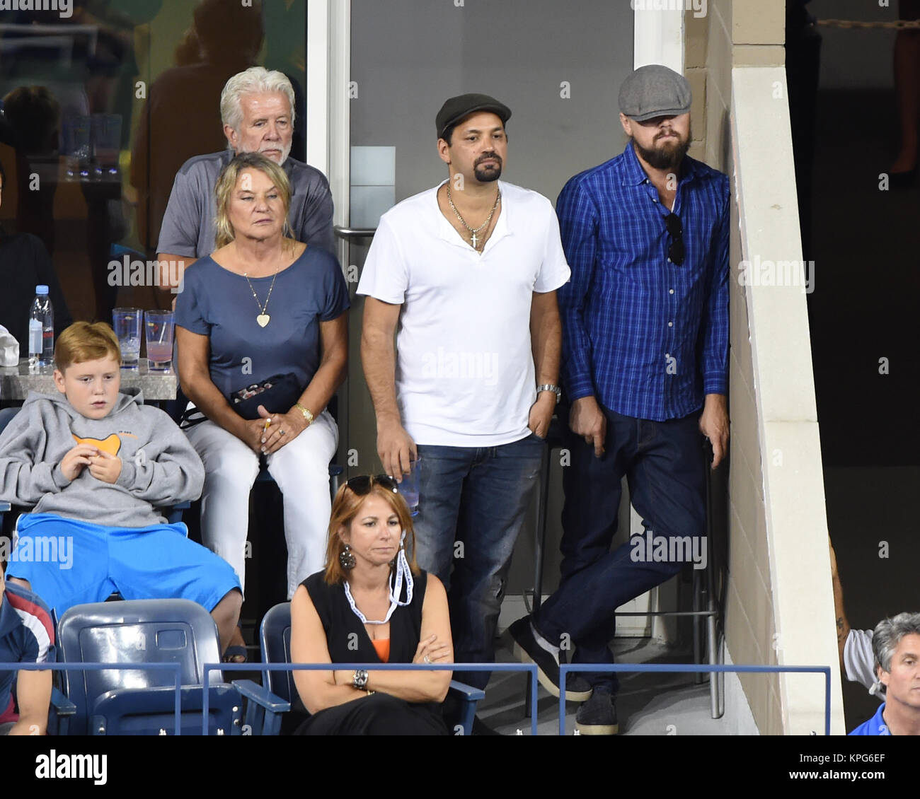 FLUSHING NY- Settembre 03: Leonardo DiCaprio, Irmelin Indenbirken, giorno dieci del 2014 US Open al USTA Billie Jean King National Tennis Center il 3 settembre 2014 nel quartiere di lavaggio del Queens Borough of New York CityMiami Beach, Florida, il 28 aprile 2006 persone: Leonardo DiCaprio, Irmelin Indenbirken Foto Stock