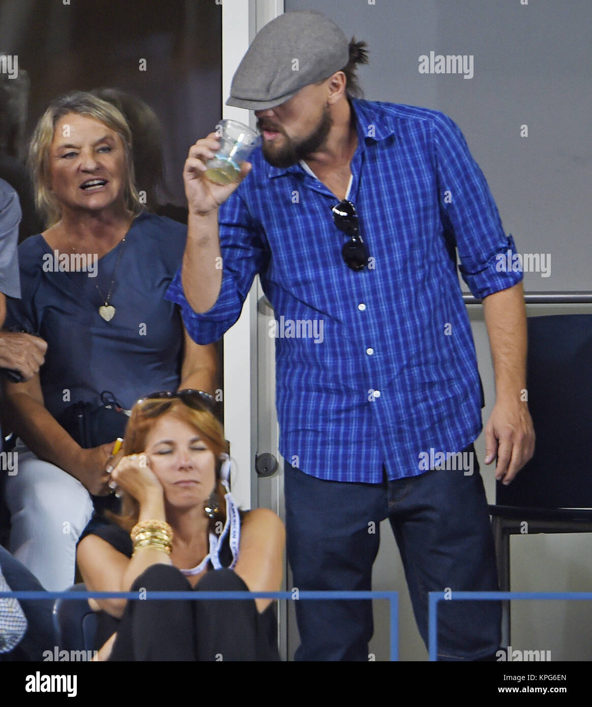 FLUSHING NY- Settembre 03: Leonardo DiCaprio, Irmelin Indenbirken, giorno dieci del 2014 US Open al USTA Billie Jean King National Tennis Center il 3 settembre 2014 nel quartiere di lavaggio del Queens Borough of New York City People: Leonardo DiCaprio, Irmelin Indenbirken Foto Stock