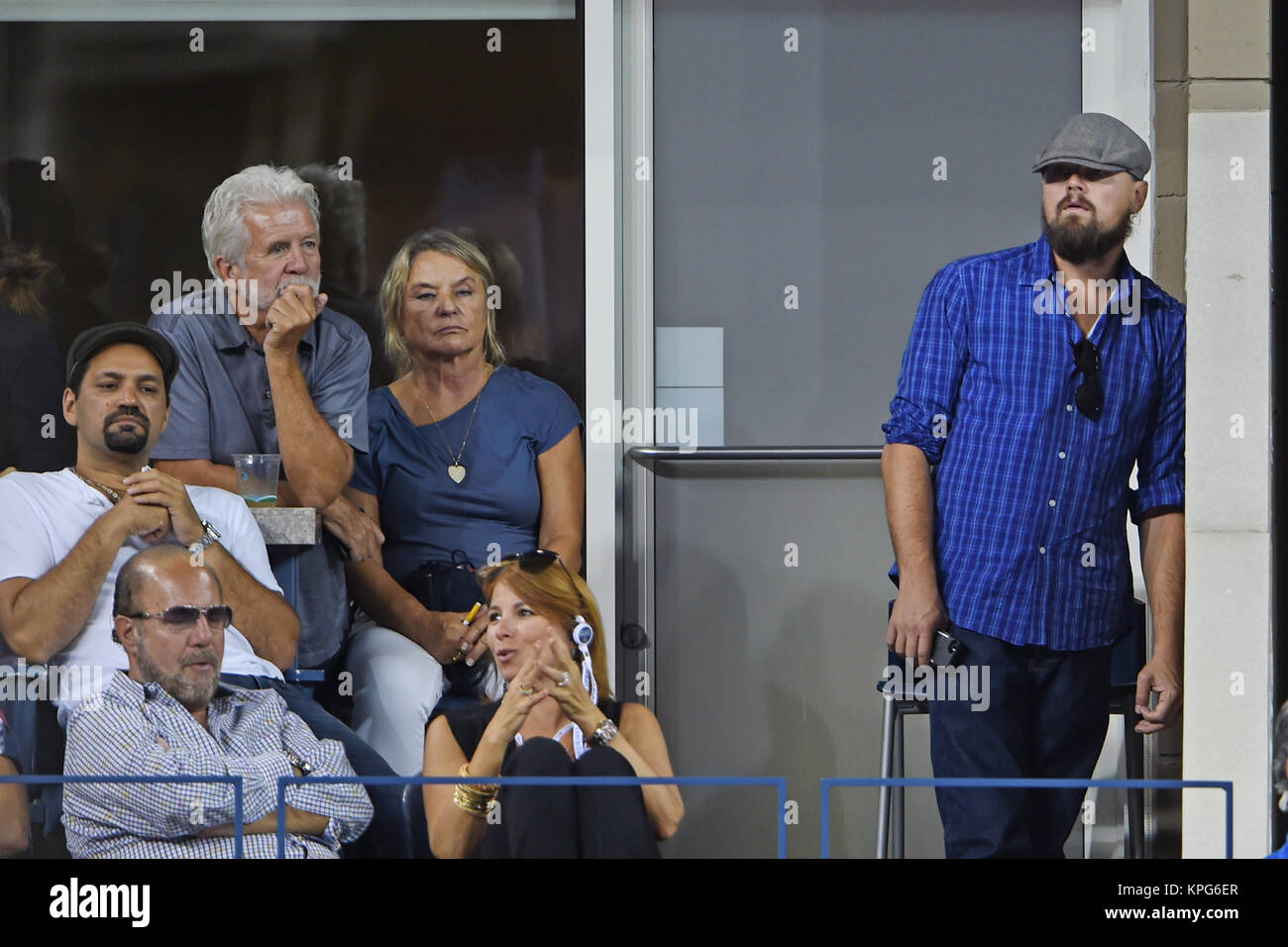 FLUSHING NY- Settembre 03: Leonardo DiCaprio, Irmelin Indenbirken, giorno dieci del 2014 US Open al USTA Billie Jean King National Tennis Center il 3 settembre 2014 nel quartiere di lavaggio del Queens Borough of New York City People: Leonardo DiCaprio, Irmelin Indenbirken Foto Stock