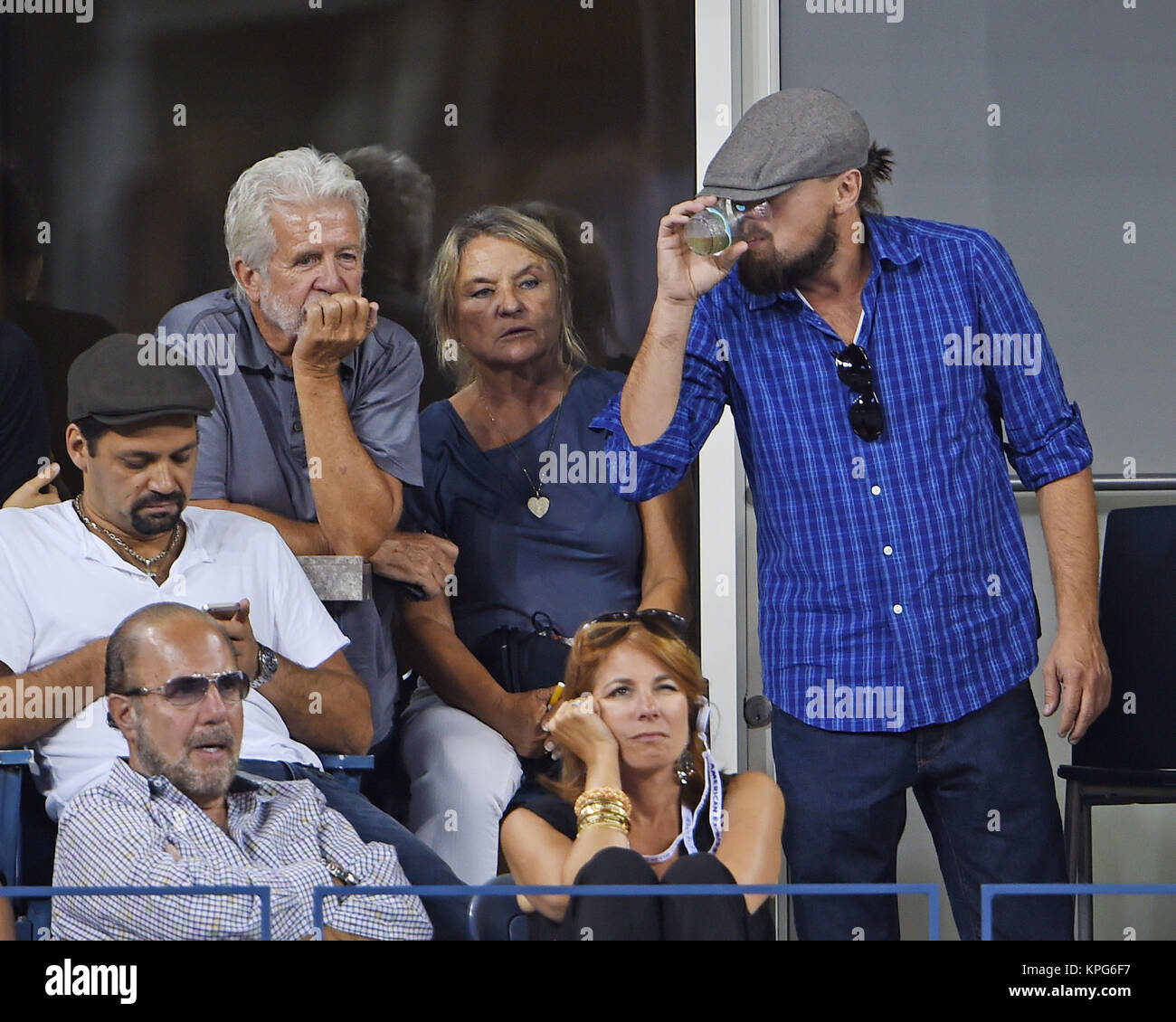 FLUSHING NY- Settembre 03: Leonardo DiCaprio, Irmelin Indenbirken, giorno dieci del 2014 US Open al USTA Billie Jean King National Tennis Center il 3 settembre 2014 nel quartiere di lavaggio del Queens Borough of New York City People: Leonardo DiCaprio, Irmelin Indenbirken Foto Stock