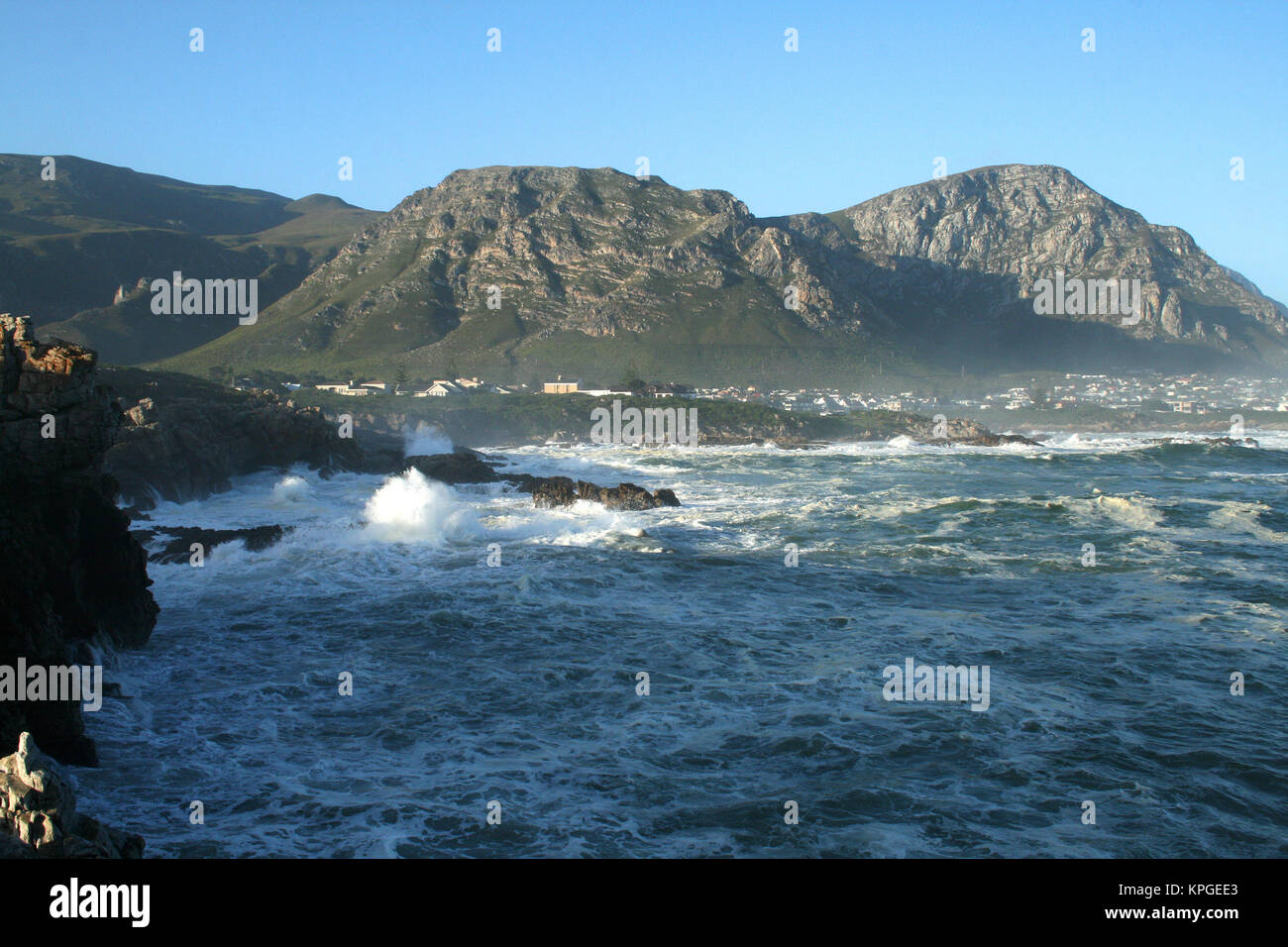 Increspato seascape a Hermanus, Sud Africa Foto Stock