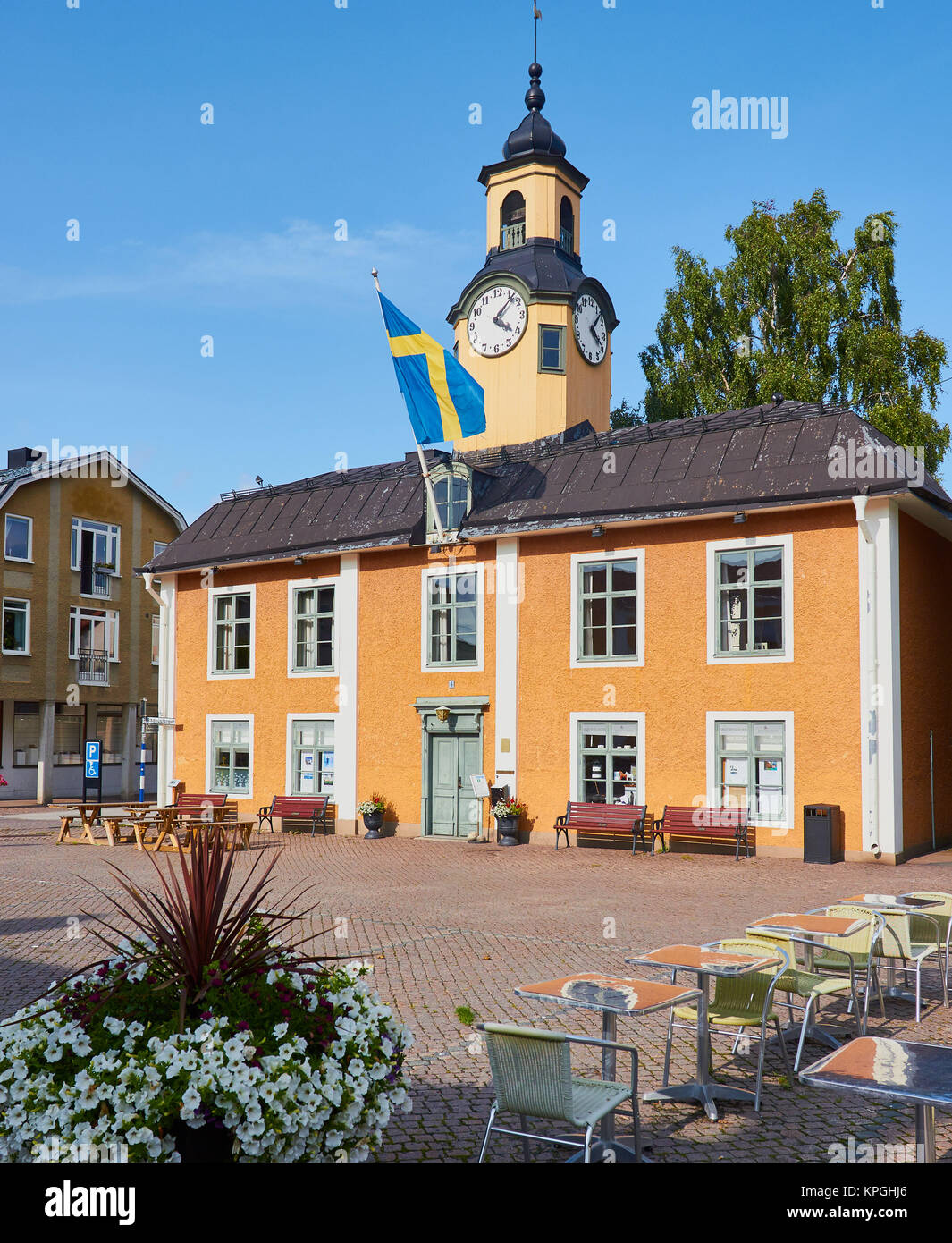Radhuset (municipio) Radhustorget Square, Osthammar, la Contea di Uppsala, Svezia e Scandinavia Foto Stock
