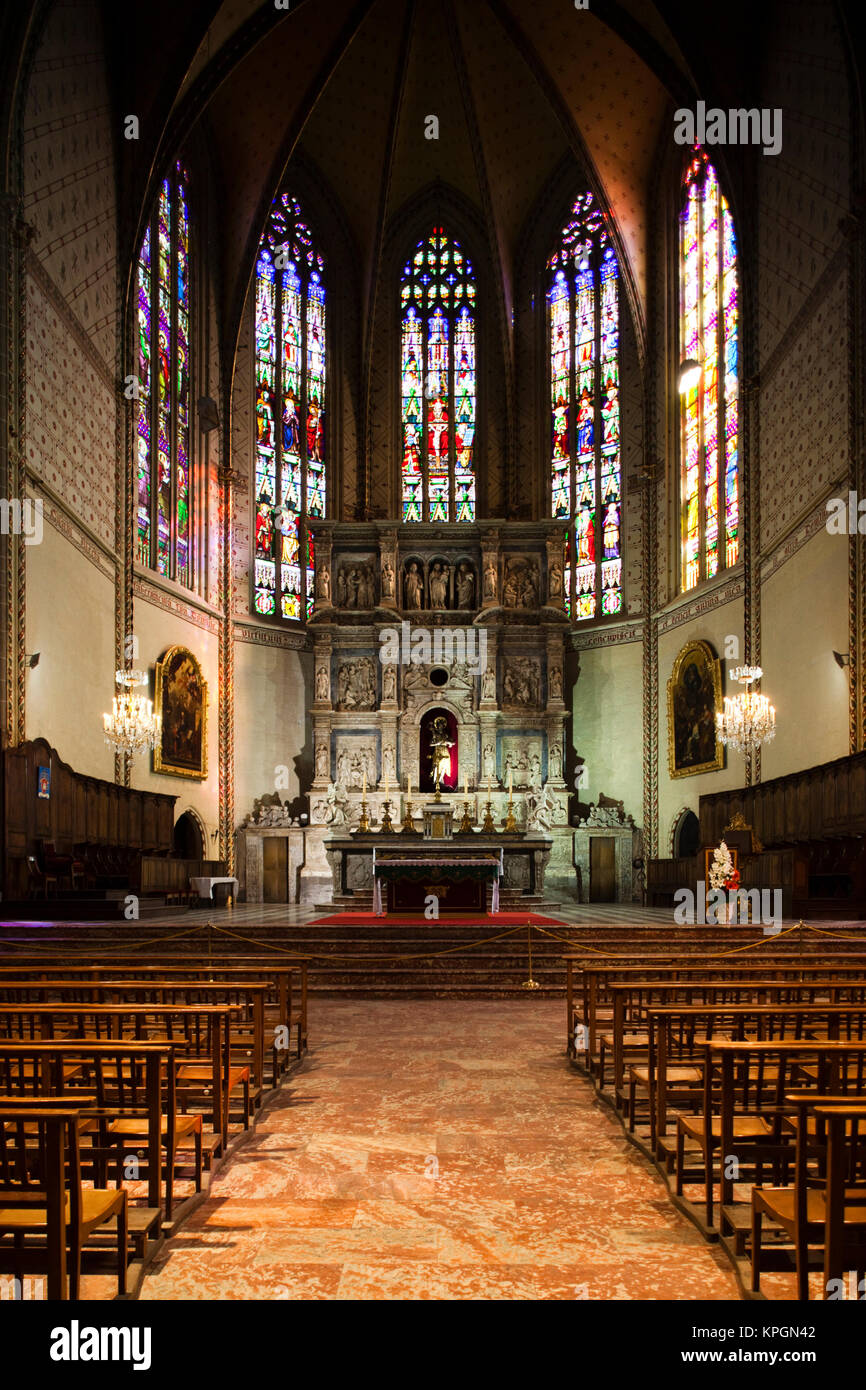 France, Languedoc-Roussillon, Dipartimento Pyrenees-Orientales, Perpignan, Cathedrale St-Jean, interno Foto Stock
