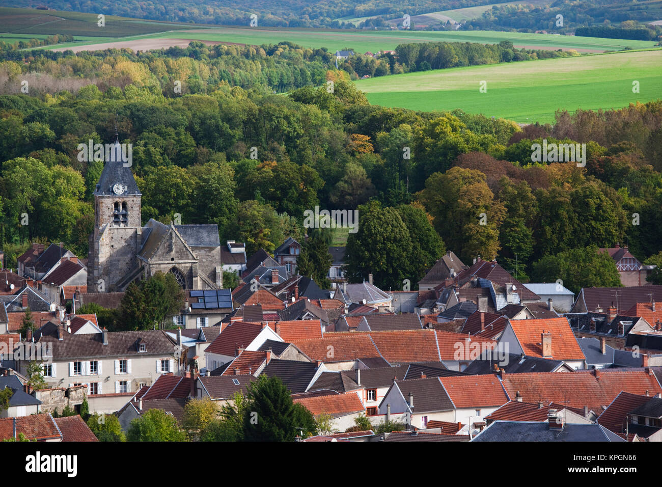 Francia, Marne, Champagne Ardenne, Avenay Val-d'Or, panoramica del paese Foto Stock