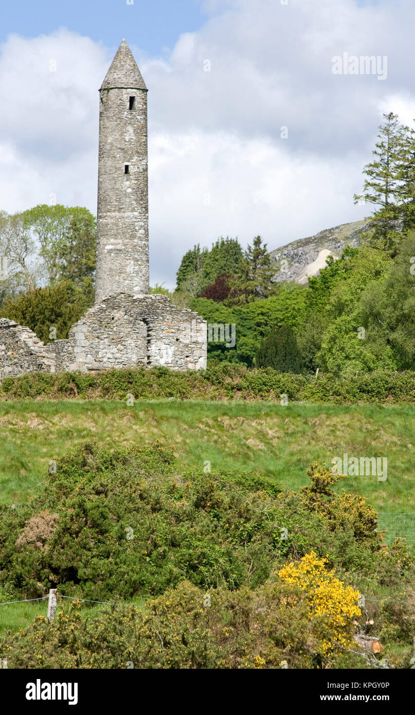 Irlanda, Glendalough, County Wicklow, sito monastico. Foto Stock