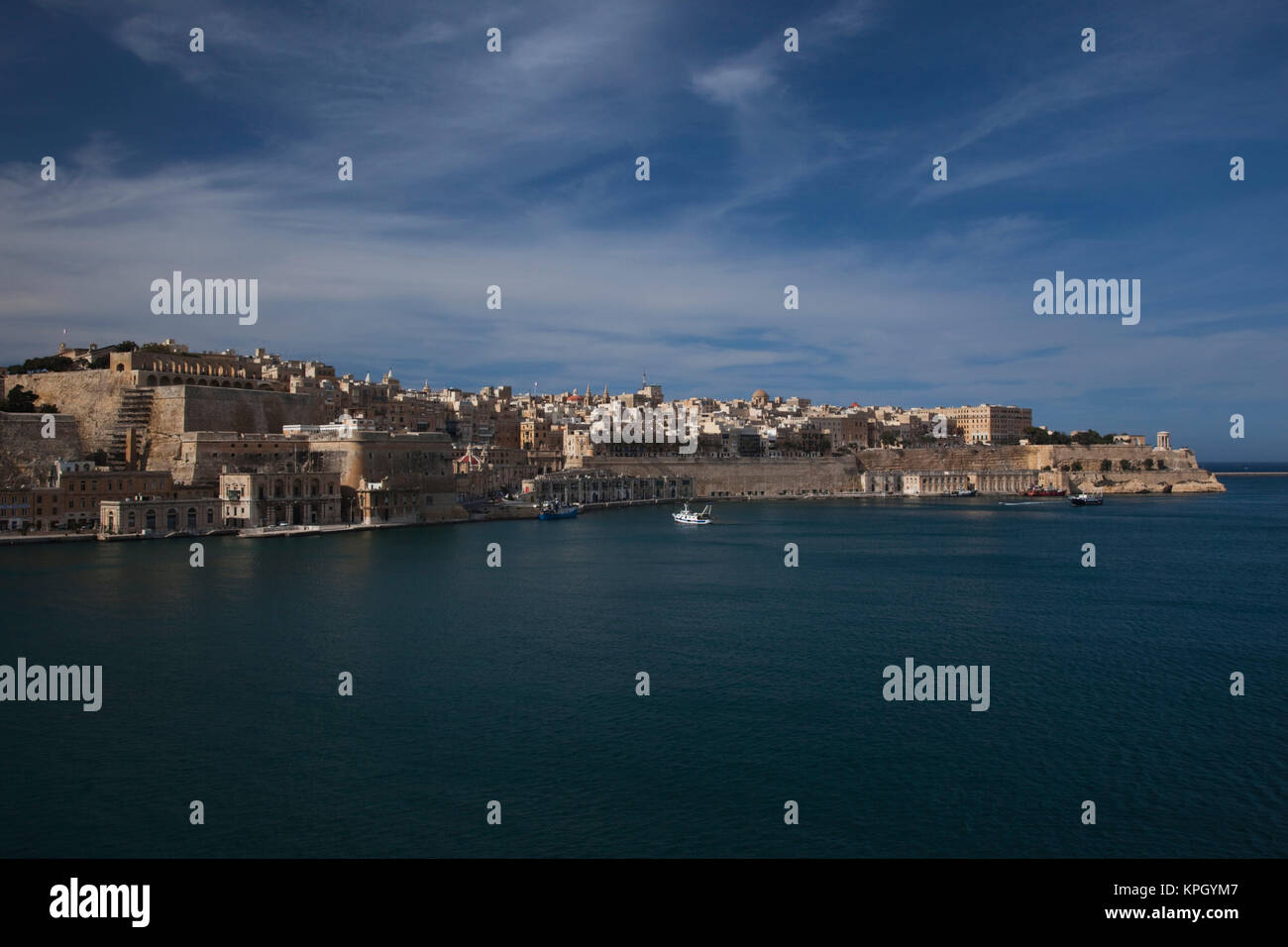 Malta, La Valletta, Senglea, L-Isla, vista di La Valletta dall'Vedette lookout Foto Stock